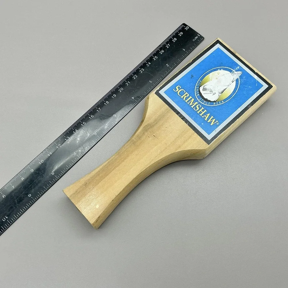 Scrimshaw Pilsner Style Beer Tap Handle Wood Blue Bar Pub Decor USA Collectible